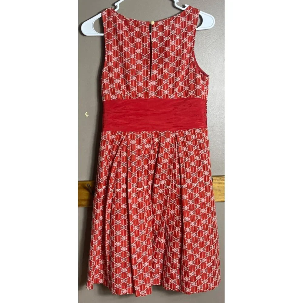 Frock Tracy Reese Dress Red Linen Silk Retro 50s PinUp Feminine Fun Womens 6 - Picture 13 of 14